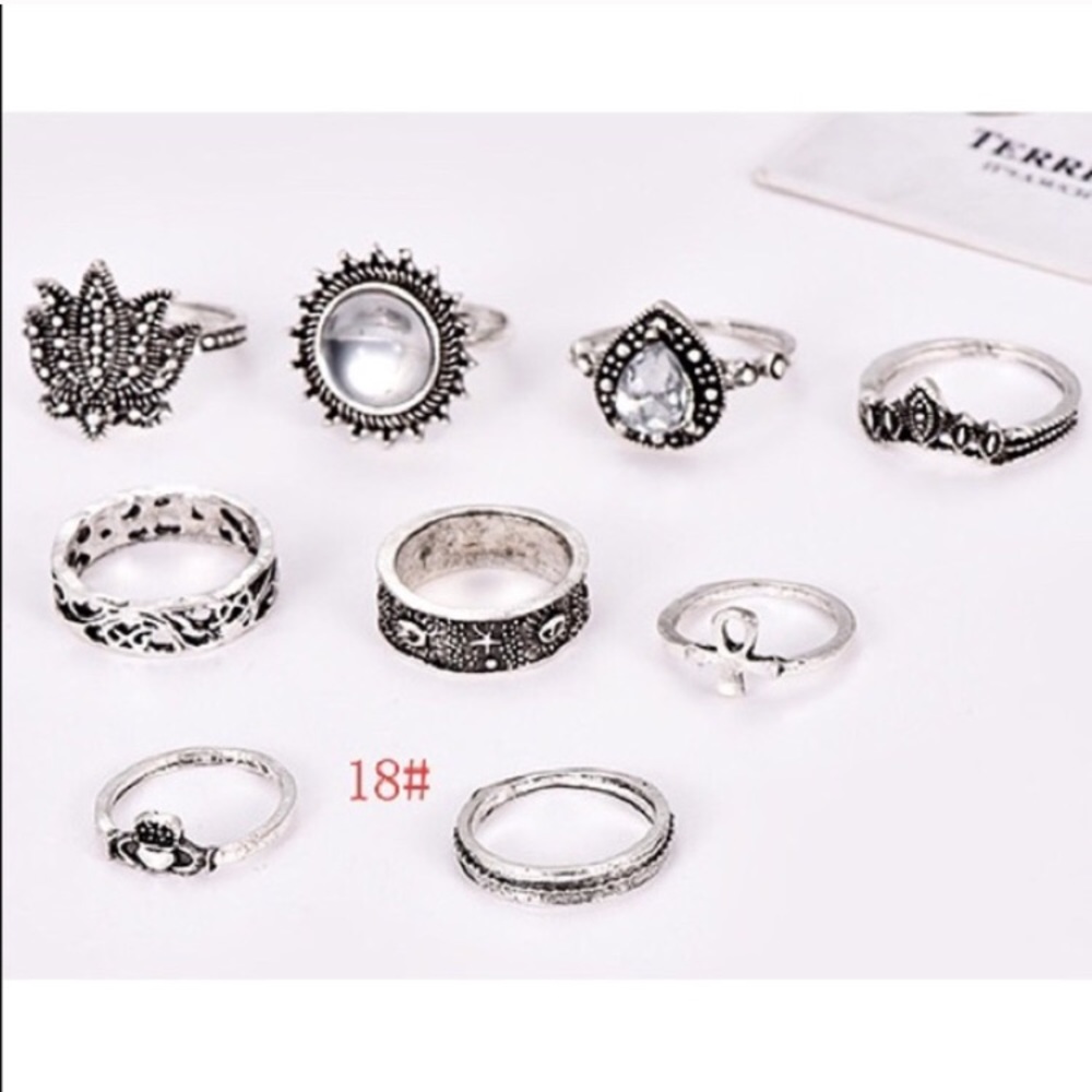 Silver Gemstone Ring Set - Picture 5 of 5